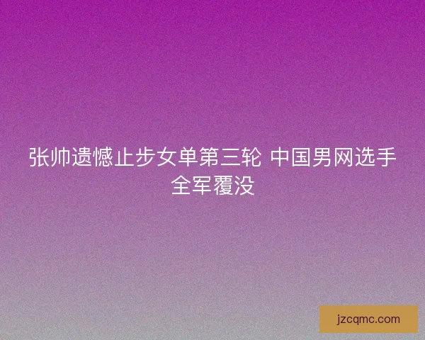 张帅遗憾止步女单第三轮 中国男网选手全军覆没